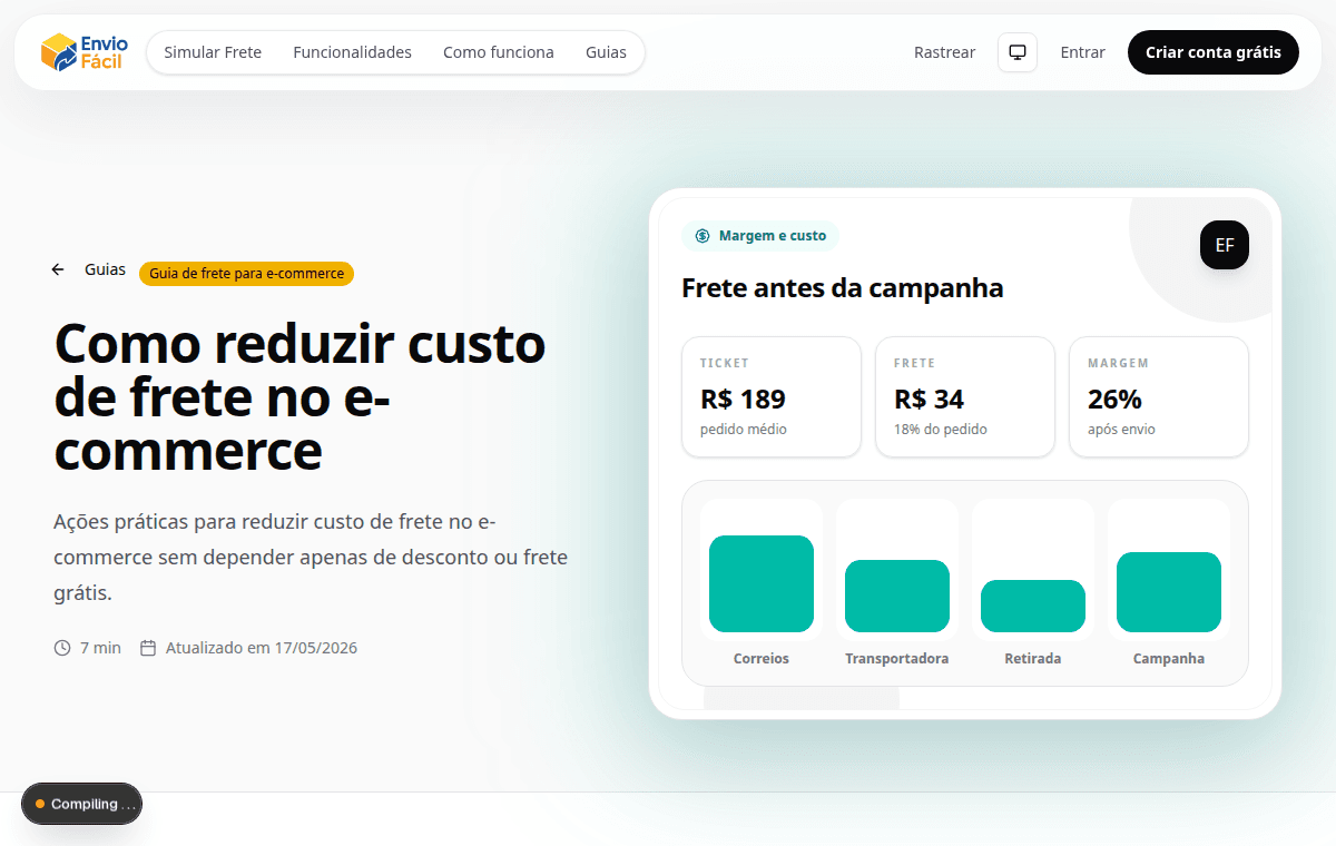 Prévia da página Como reduzir custo de frete no e-commerce