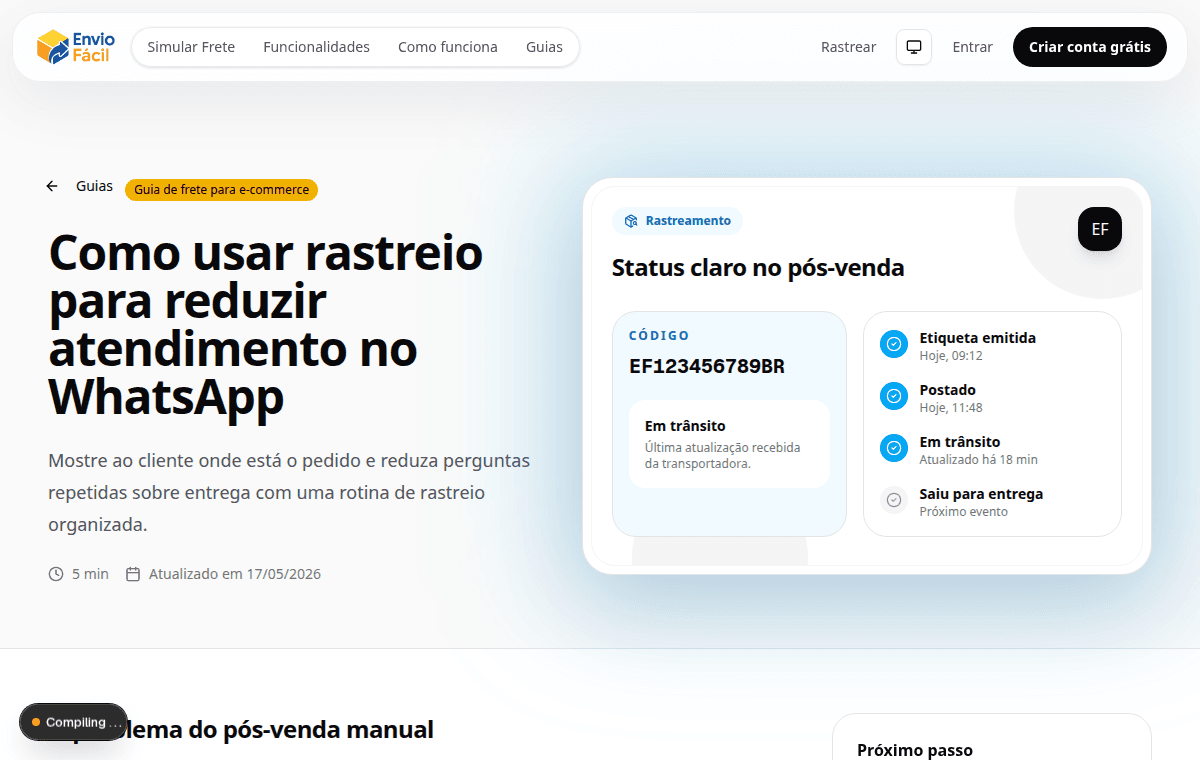 Prévia da página Como usar rastreio para reduzir atendimento no WhatsApp